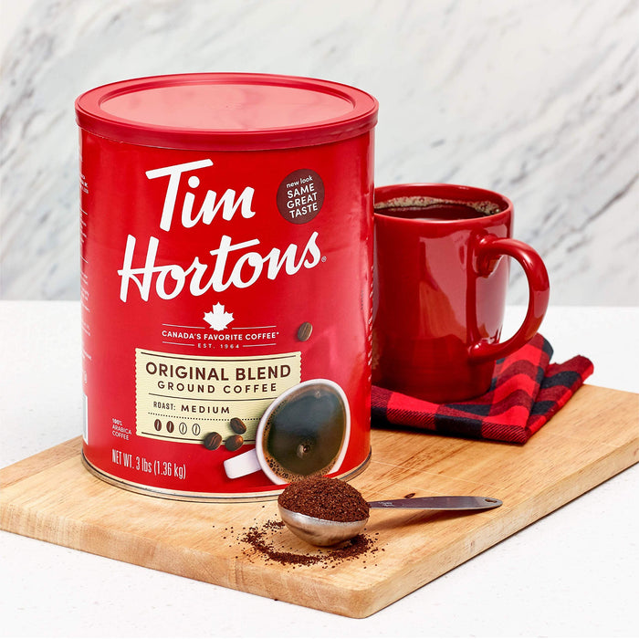 Tim Hortons Medium Roast Ground Coffee, Canada’s Favorite Coffee, 48oz Can