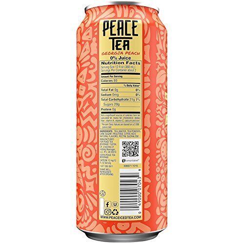 Peace Tea Georgia Peach Sweet Tea Drinks, 23 floz, 12 LARGE CANS