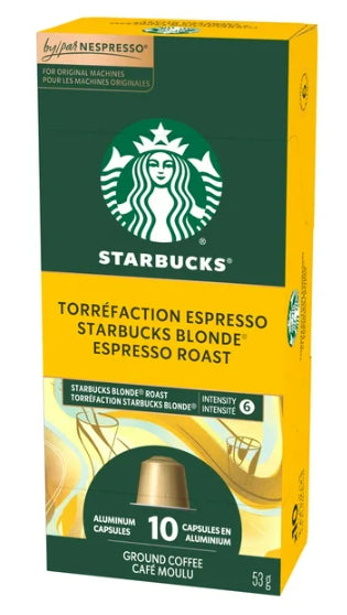 Starbucks Nespresso Coffee Pods Blonde Espresso Roast 10 Capsules 53 g