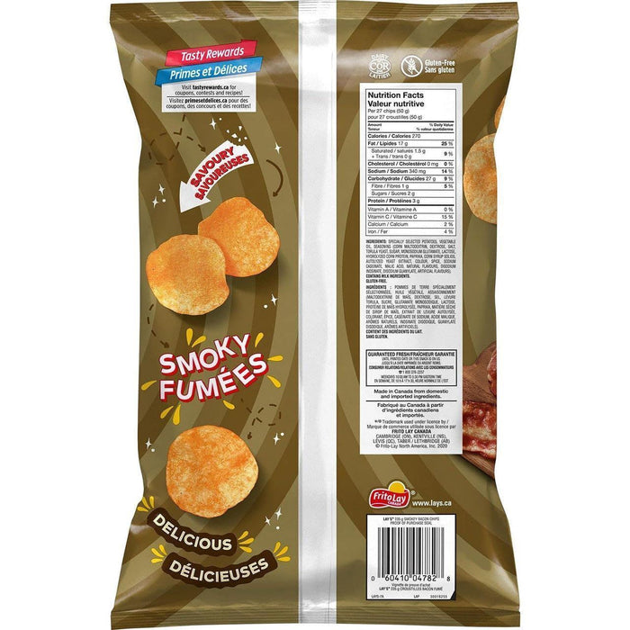 Lays Smokey Bacon Potato Chips, 235g/ 8.3oz Each 3 Bags