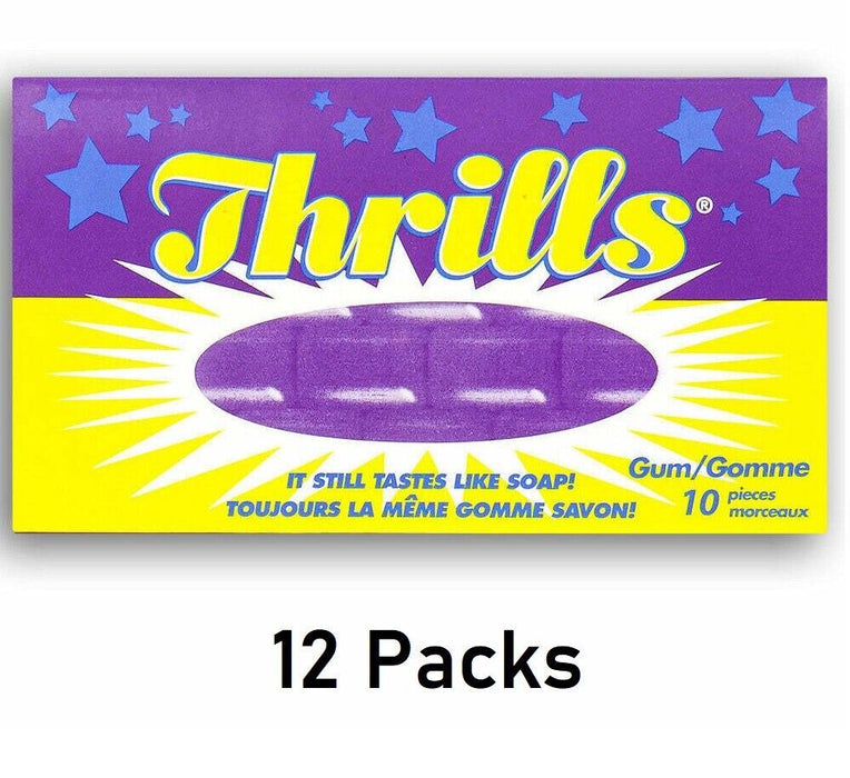 12 Packs of Thrills Gum Tastes Like Soap 10 Pieces Each Pack