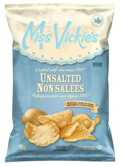 Miss Vickie's Unsalted Kettle Cooked Potato Chips, 200g