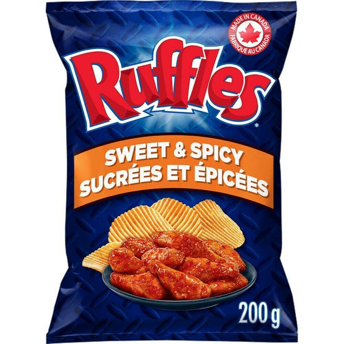 12 Bags of Ruffles Sweet & Spicy Potato Chips 200g Each From Canada