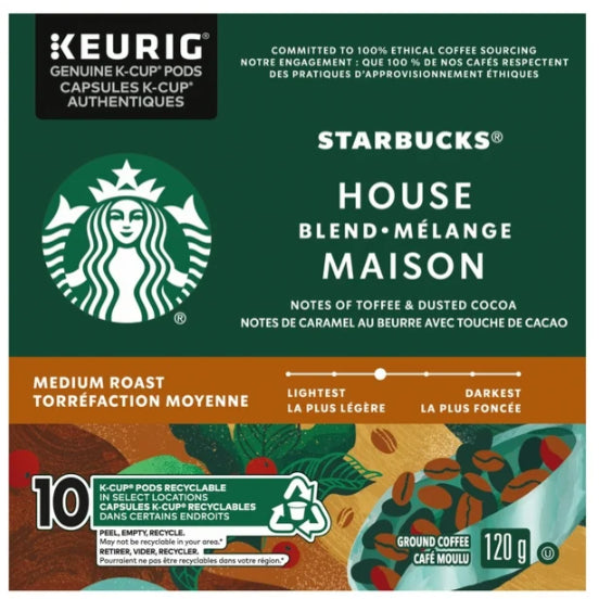 Starbucks Coffee Pods House Blend Medium Roast 10 K-Cups 120 g