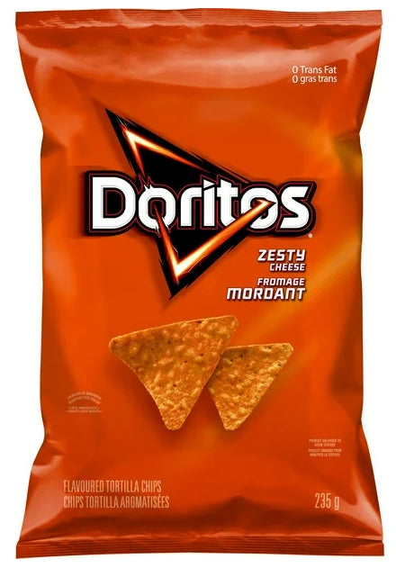 Doritos Zesty Cheese Flavored Tortilla Chips, 235g