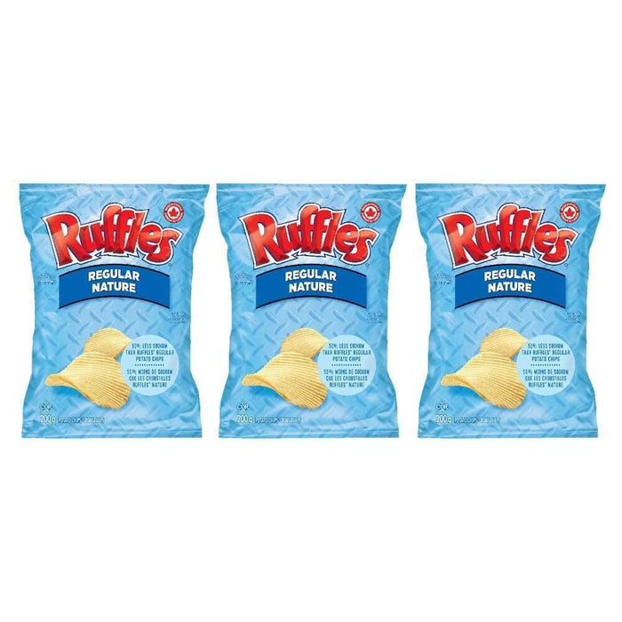 Ruffles Regular Lightly Salted Potato Chips 200g/7.05oz, 3 BAGS