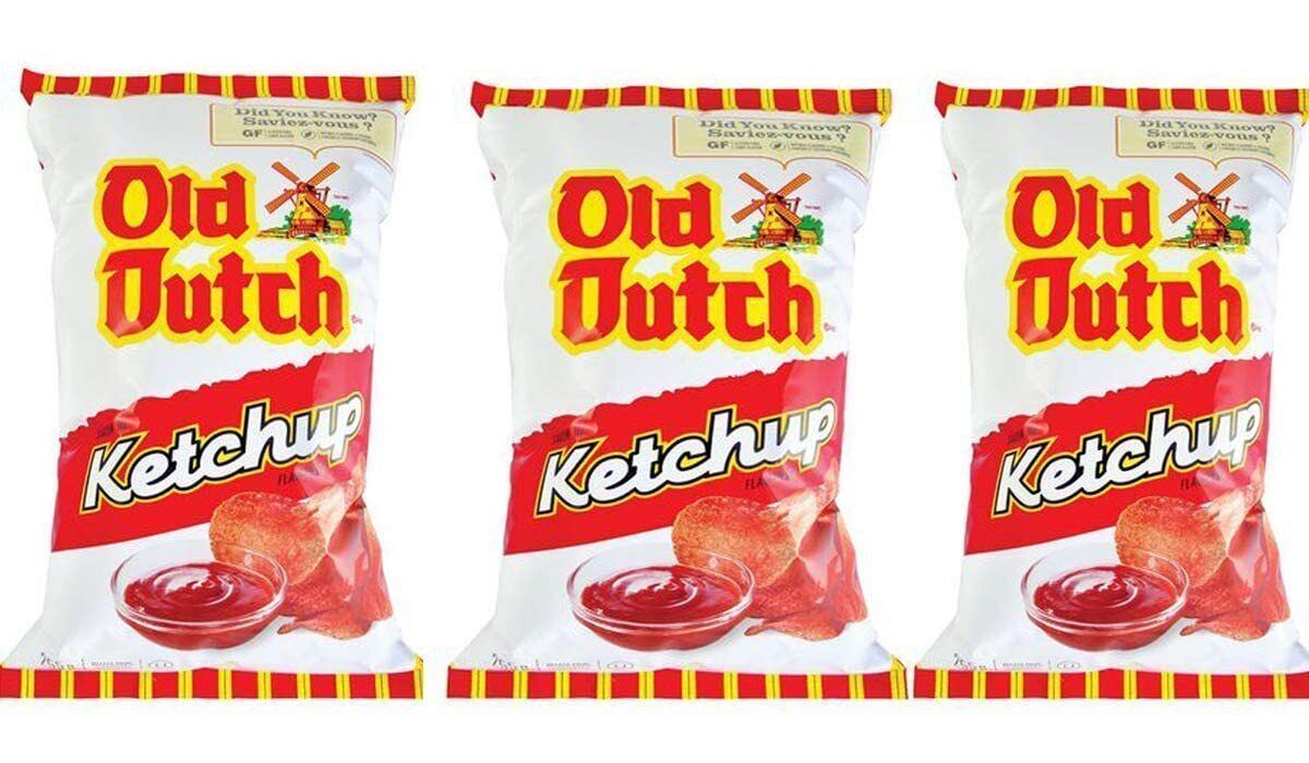 Old Dutch Potato Chips, Ketchup, Large Family size 3 BAGS {Canadian Product}