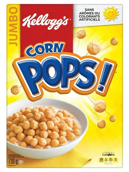 Kellogg's Canadian Corn Pops Cereal, Jumbo Size, 730g