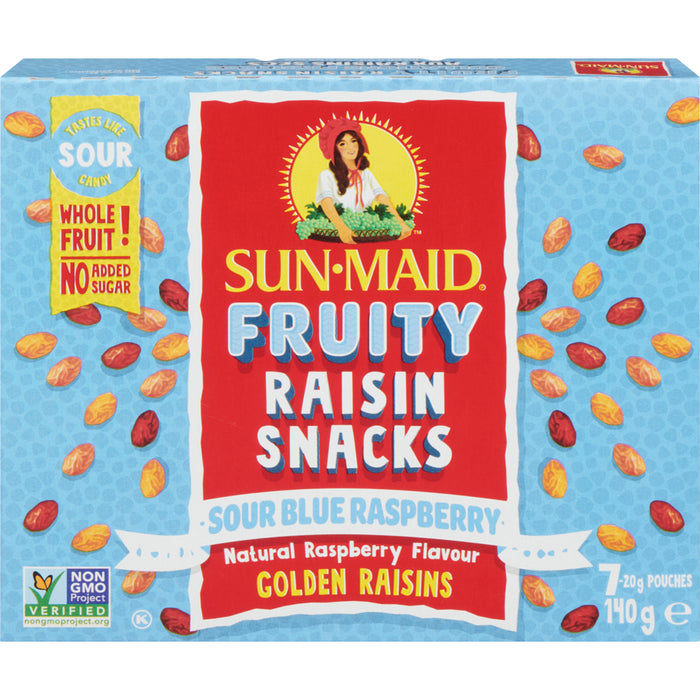 Sun-Maid Fruity Raisin Snacks, Sour Blue Raspberry, 140g/5oz Box