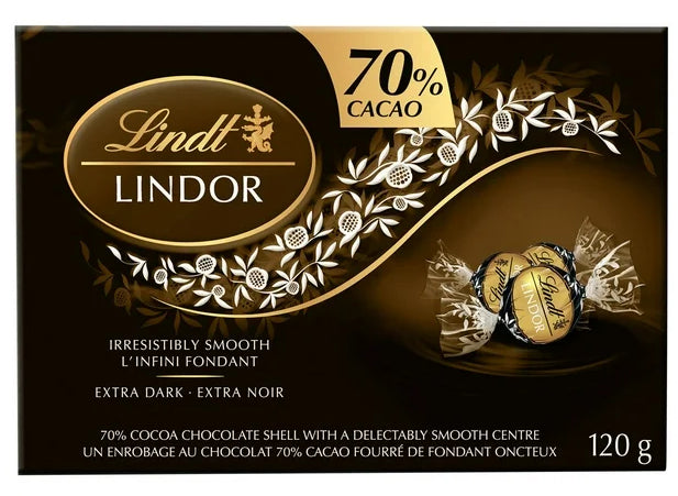 Lindt LINDOR 70% Cacao Dark Chocolate Truffles, 120g Box