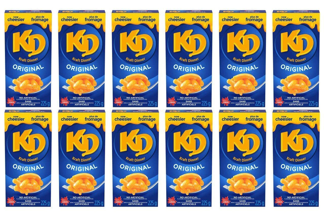 Kraft Dinner, Original Macaroni & Cheese 225g/7.6oz 12 BOXES (Canadian Product)