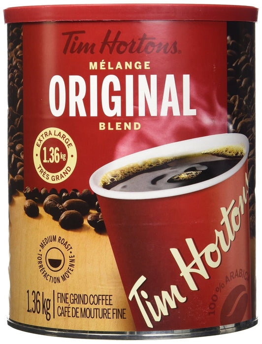 Tim Hortons Medium Roast Original Blend Ground Coffee, 48 Ounces, 3 Pound Can