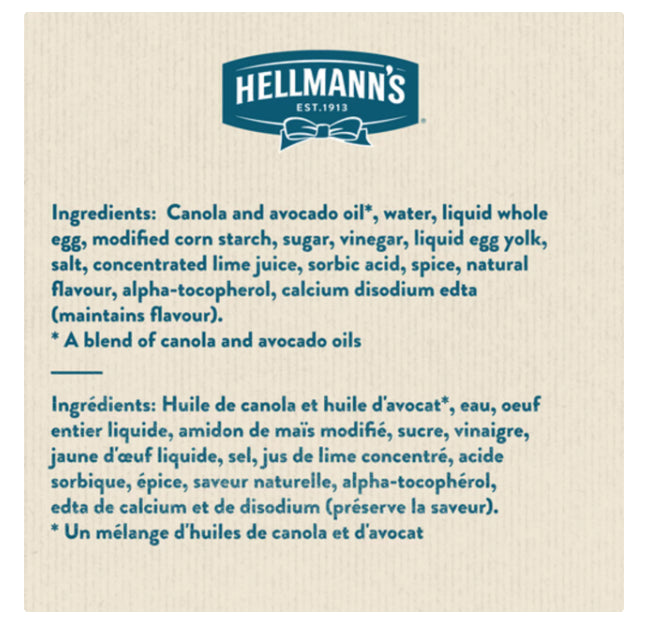 Hellmann's Avocado Oil Gluten-Free Mayonnaise 710ml