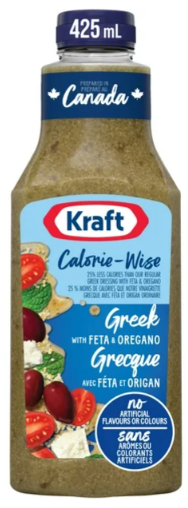 Kraft Calorie-Wise Greek with Feta & Oregano Salad Dressing 425ml/14.4 oz Kraft Calorie-Wise Greek with Feta & Oregano Salad Dressing 425ml/14.4 oz