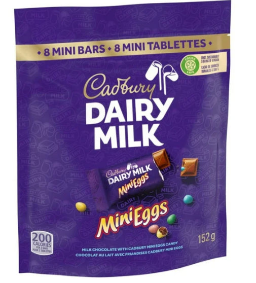 Cadbury Dairy Milk, Mini Eggs, Mini Chocolatey Candy Bars, 8 Mini Bars, 152g