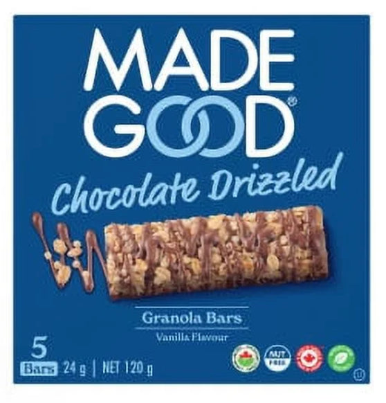 MadeGood Vanilla Chocolate Drizzled Granola Bars, 5 x 24g