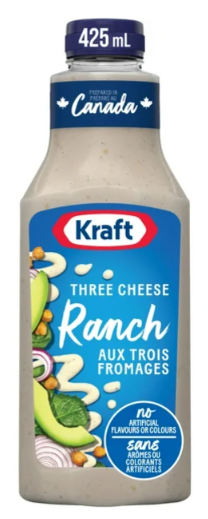 Kraft Three Cheese Ranch Salad Dressing, 425ml Kraft Three Cheese Ranch Salad Dressing, 425ml