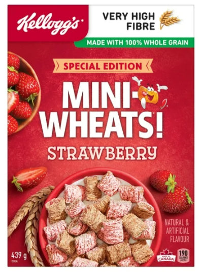 Kellogg's Mini-Wheats Strawberry Flavor Cereal, 439g