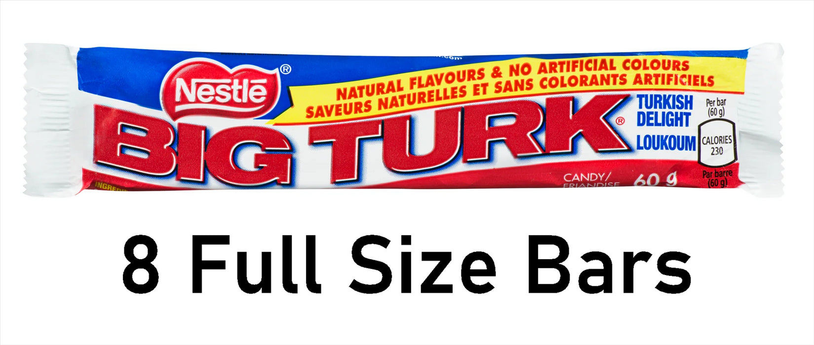 Nestle Big Turk Chocolate Bars 60g/2.1oz Each 8 Full Size Bars