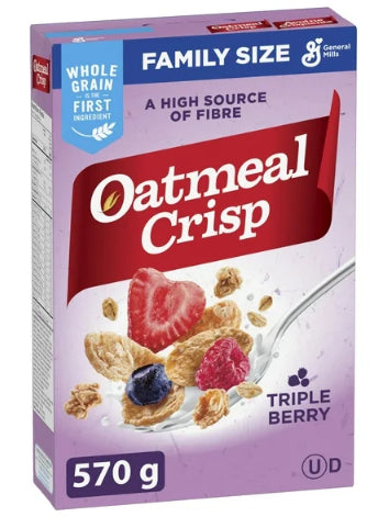 Oatmeal Crisp Triple Berry Breakfast Cereal, Family Size, 570g