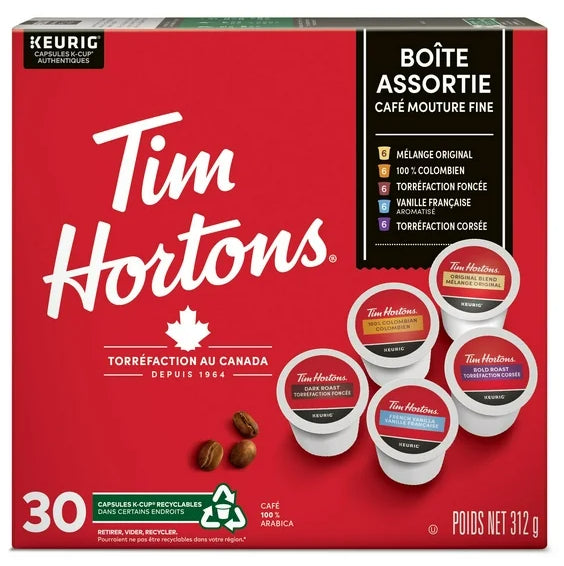 Tim Hortons K-Cup Coffee Cups, 30pc Variety Pack, 312g