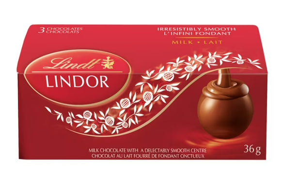 Lindt LINDOR Milk Chocolate Truffles, 3x12g, 36g