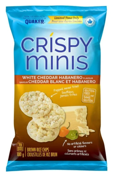 Quaker Crispy Minis White Cheddar Habanero Flavor Rice Chips, 100g