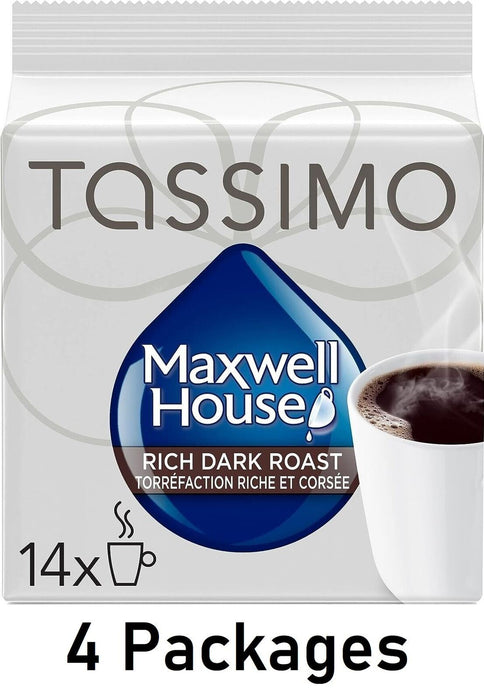 Tassimo Maxwell House Dark Roast Coffee Single Serve 4 Boxes of 14 Discs