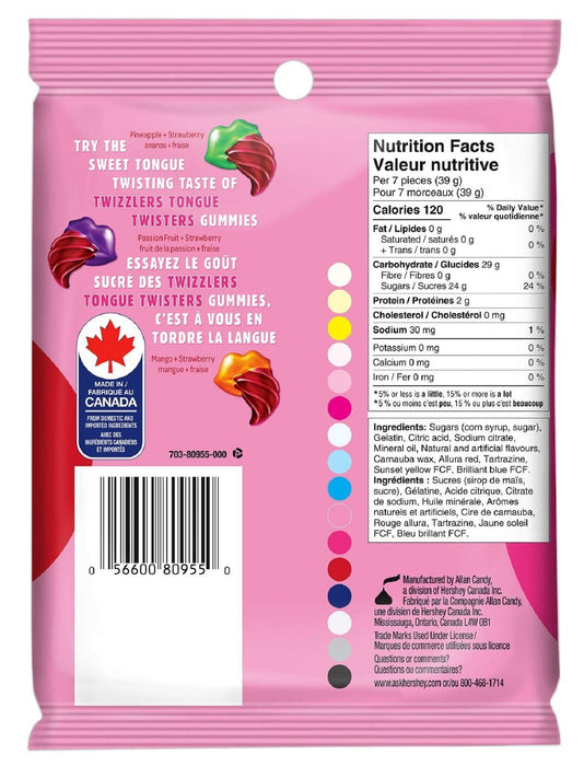 Twizzlers Gummies Sweet Tongue Twisters Candy, 182g 10 BAGS {Canadian Product}