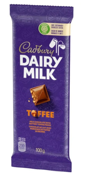 Cadbury Dairy Milk, Milk Chocolate With Buttery Toffee Pieces, Chocolate Bar, 100g