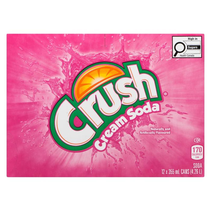 Crush Clear Cream Soda 12 Cans Case, 355mL