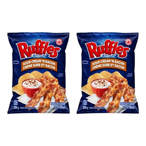 Ruffles Sour Cream n Bacon Potato Chips 200g/7oz 2 BAGS - CanadaGrocery