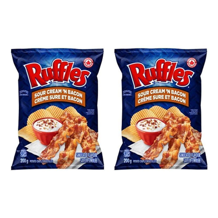 Ruffles Sour Cream n Bacon Potato Chips 200g/7oz 2 BAGS - CanadaGrocery