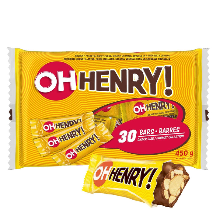 OH HENRY! Halloween Mini Chocolate Candy Bars, 30 Count, 450g/1LB