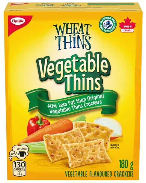 Wheat Thins Vegetable Thins 40% Less Fat Crackers, 180g