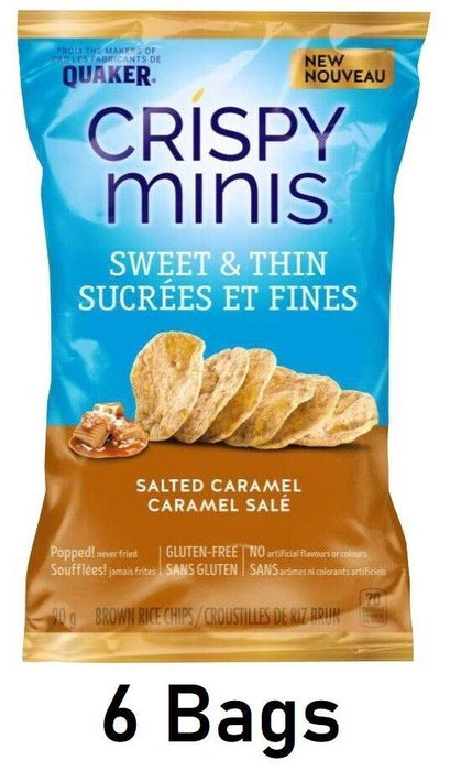 Quaker Crispy Minis Sweet and Thin Salted Caramel Chips 90g Each 6 Bags