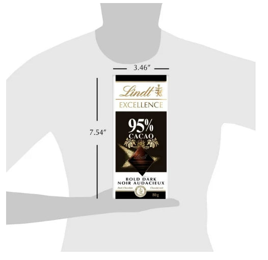 Lindt EXCELLENCE 95% Cacao Dark Chocolate Bar, 80g