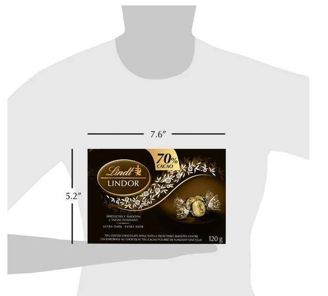 Lindt LINDOR 70% Cacao Dark Chocolate Truffles, 120g Box