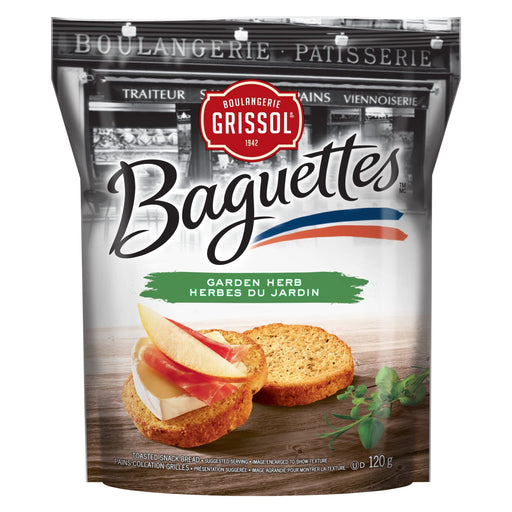 Boulangerie Grissol Baguettes, Garden Herb, Light and Crispy, 120g - CanadaGrocery