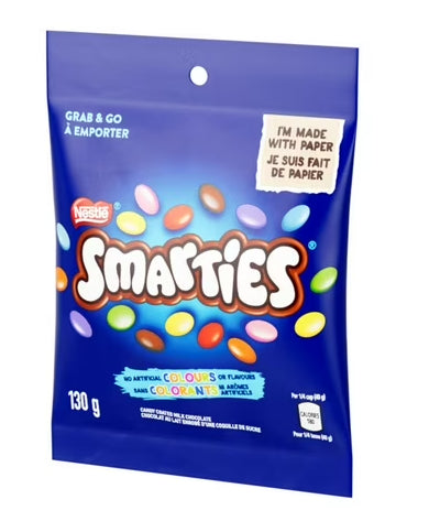 Nestle Smarties Candy Coated Milk Chocolate Pouch, 130g