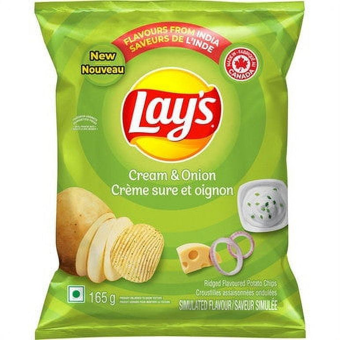 Lay's Cream & Onion Potato Chips, 165g/5.8oz Bag - CanadaGrocery