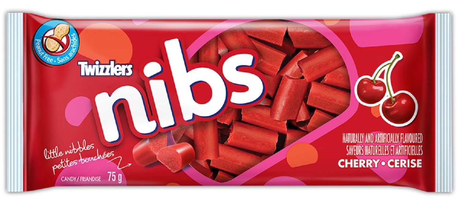 Twizzlers Licorice, Cherry Nibs 75g Each 24 Snack Bags