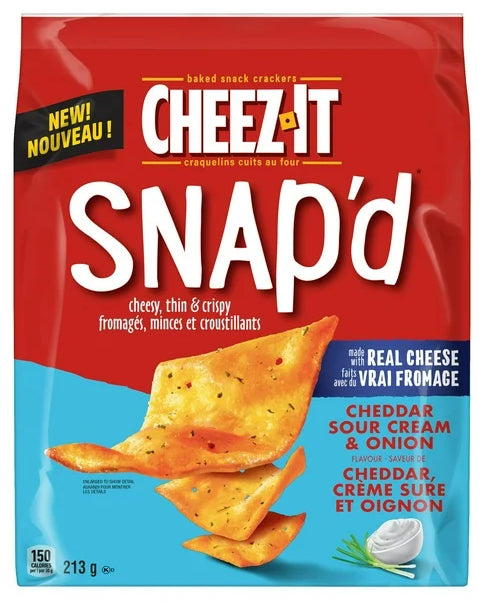 Cheez-It Snap'd Cheddar Sour Cream and Onion Flavor Crackers, 213g