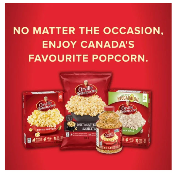 Orville Redenbacher Popcorn Simply Salted, Non-GMO, 6 x 82g, 492g