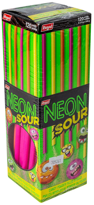 Neon Candy Powder Filled Straws, 120 Count (Sour)