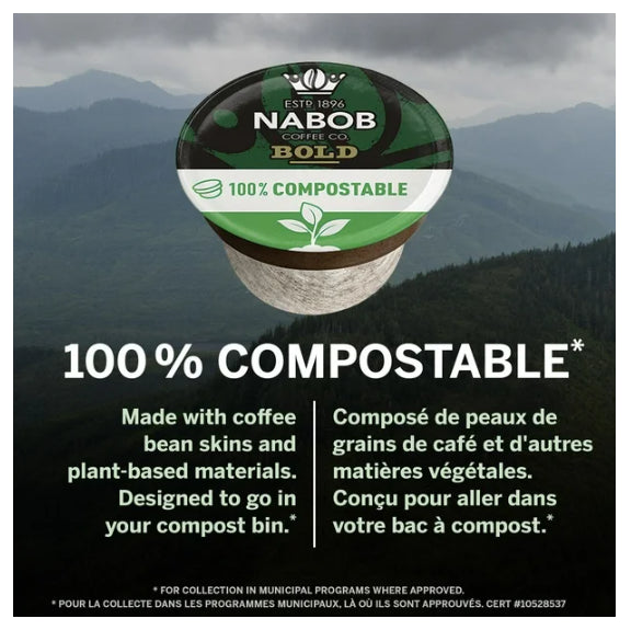 Nabob Full City Dark Coffee 100% Compostable Pods, 30 Count, 292g