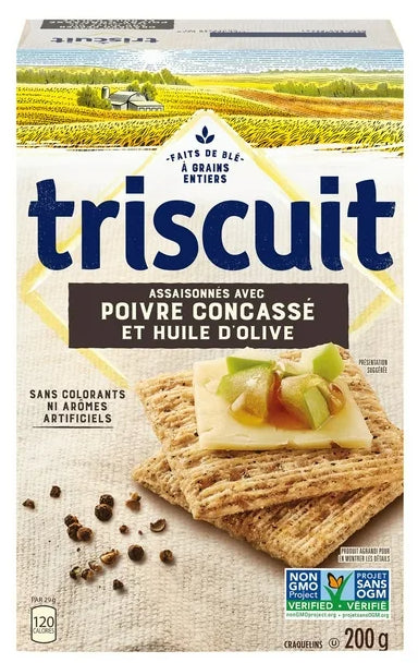 Triscuit Cracked Pepper & Olive Oil Snacking Crackers, 200g