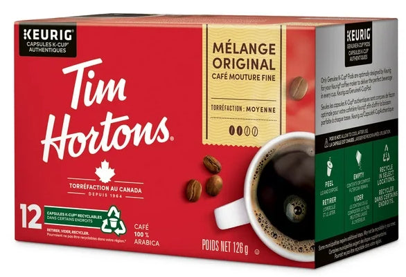 Tim Hortons Original Blend Medium Roast Coffee, 12ct, 126g