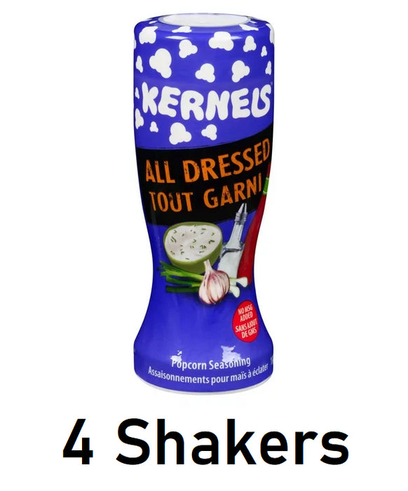 Kernels Popcorn Seasoning All Dressed, 110g Each 4 Shakers