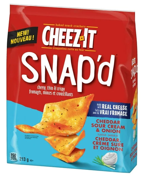 Cheez-It Snap'd Cheddar Sour Cream and Onion Flavor Crackers, 213g